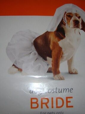 BRIDE Pet Costume - White Tulle Dress and Veil. Size. M